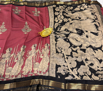 Light red color saree Mashru mangalagiri