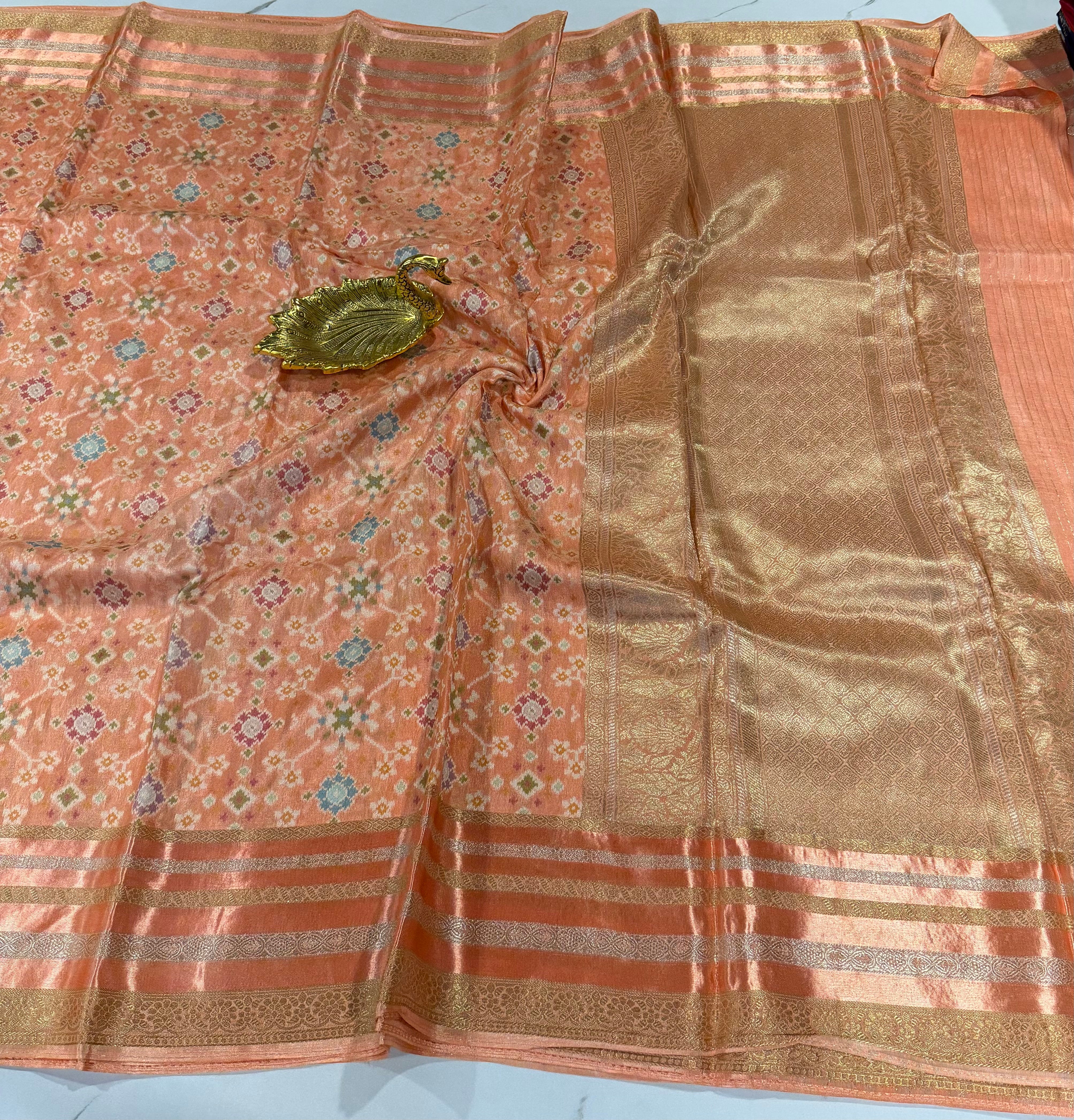 PT-A6 peach colour Patola saree