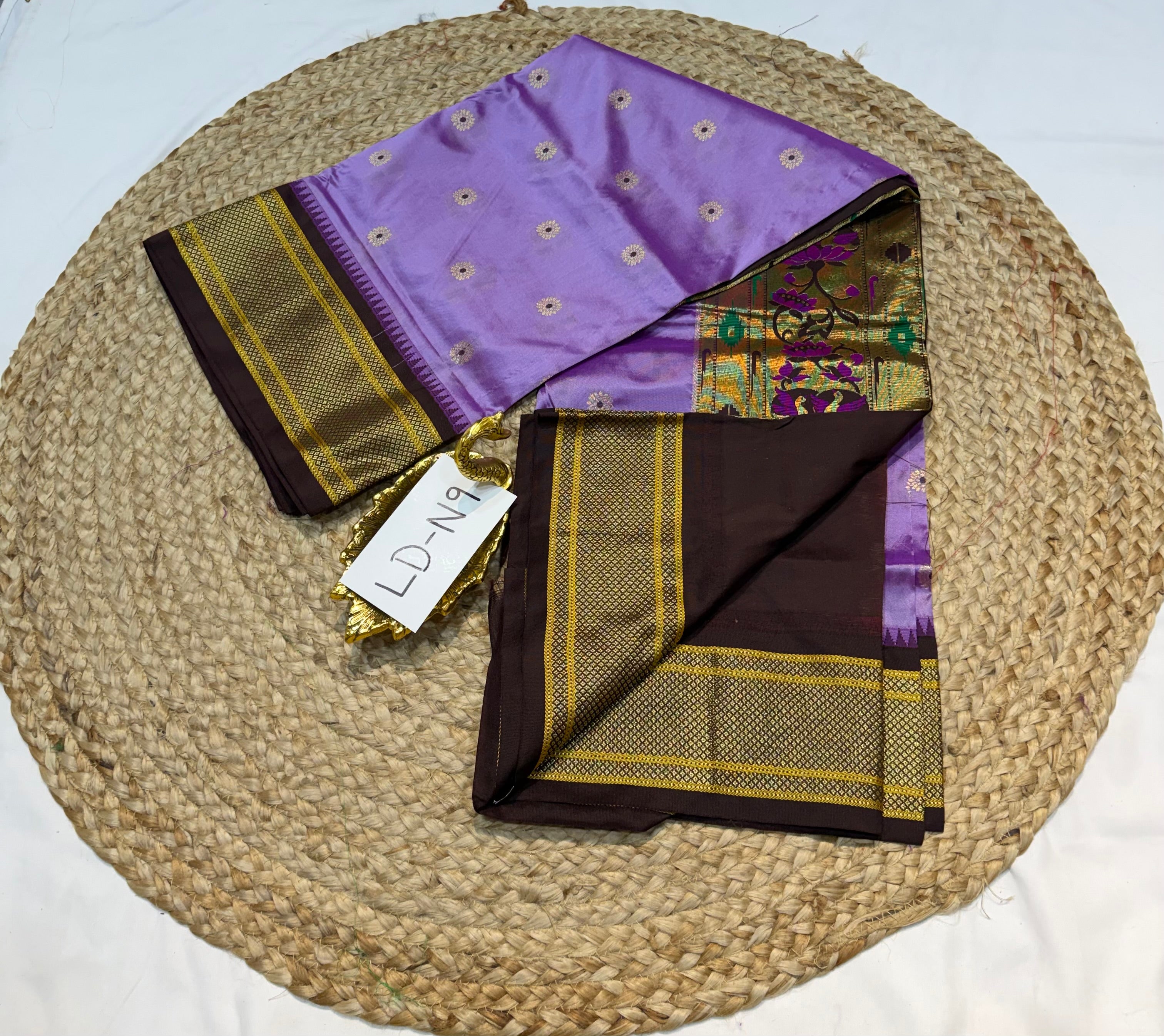 LD-N9 narayanapeta semi pattu lavender and brown saree