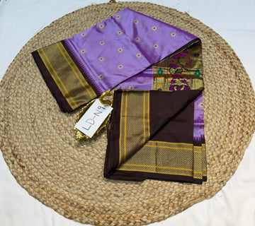 LD-N9 narayanapeta semi pattu lavender and brown saree