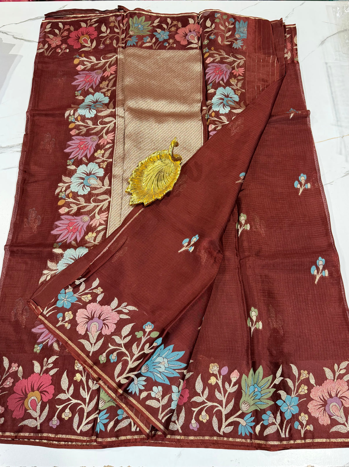NM-5200 Brown saree Manipuri Kota silk