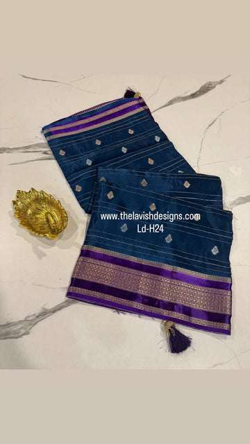 Ld-H24 Mysore semi crepe peacock blue n violet