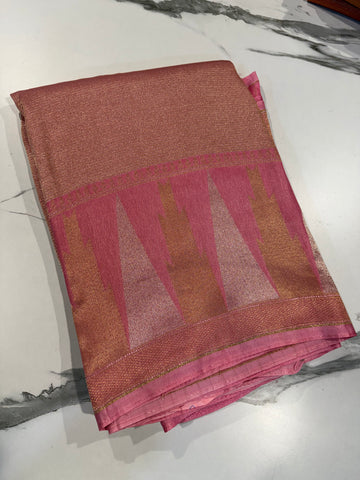 TT-45 baby pink colour Temple tissue saree