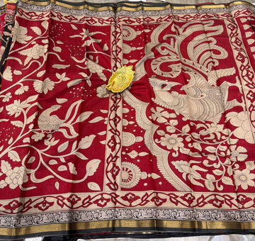 Red saree Mashru mangalagiri