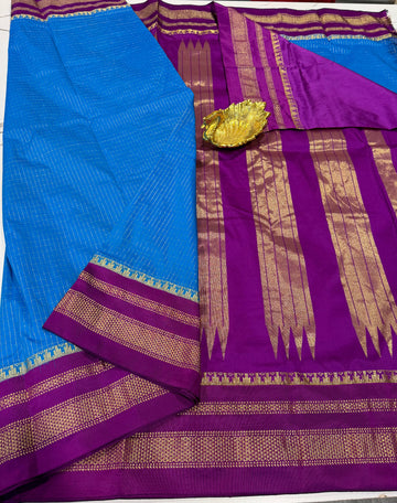 LD-NG25
 blue and purple border saree
