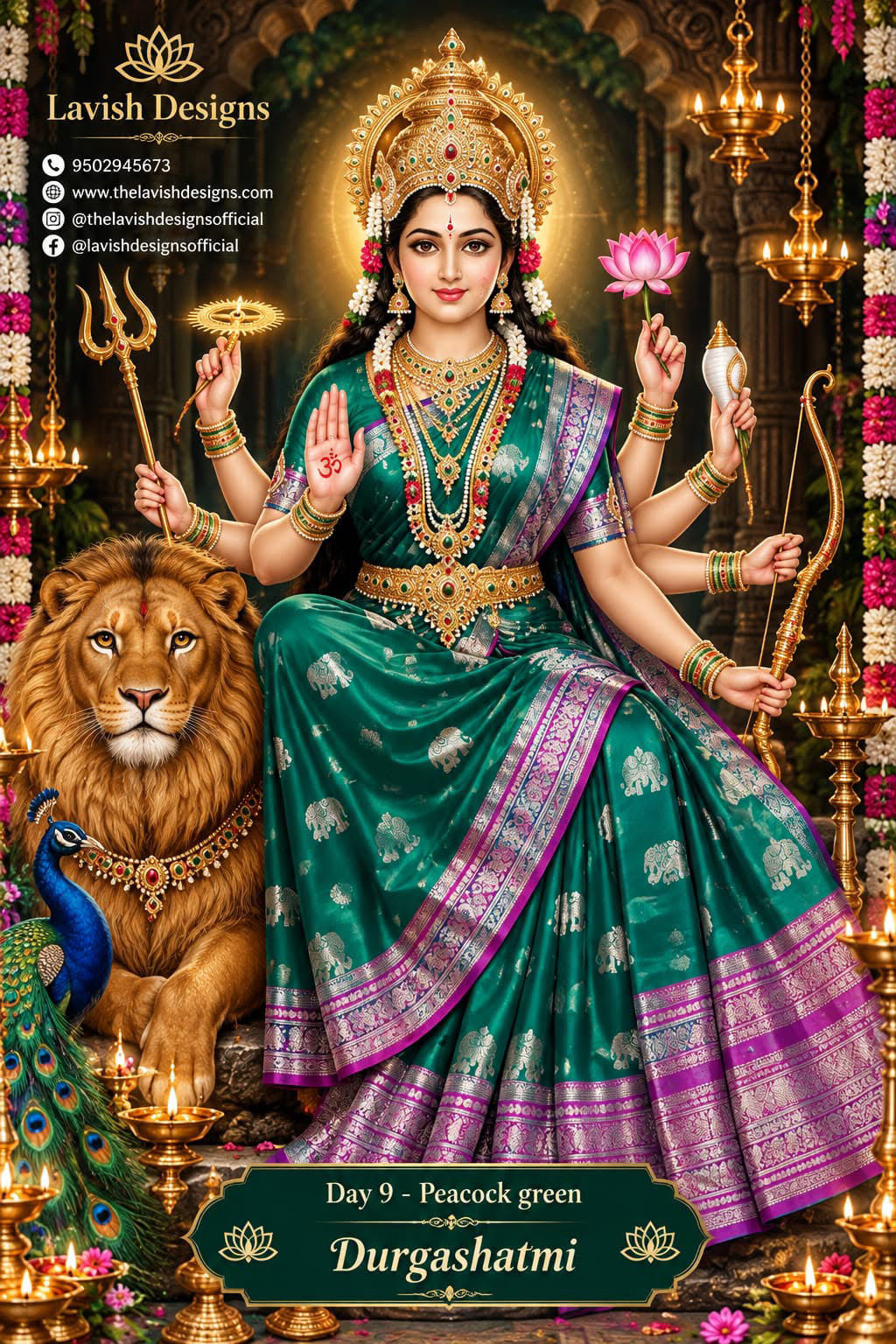 NS-1100 peacock blue and purple border semi narayanapet saree
