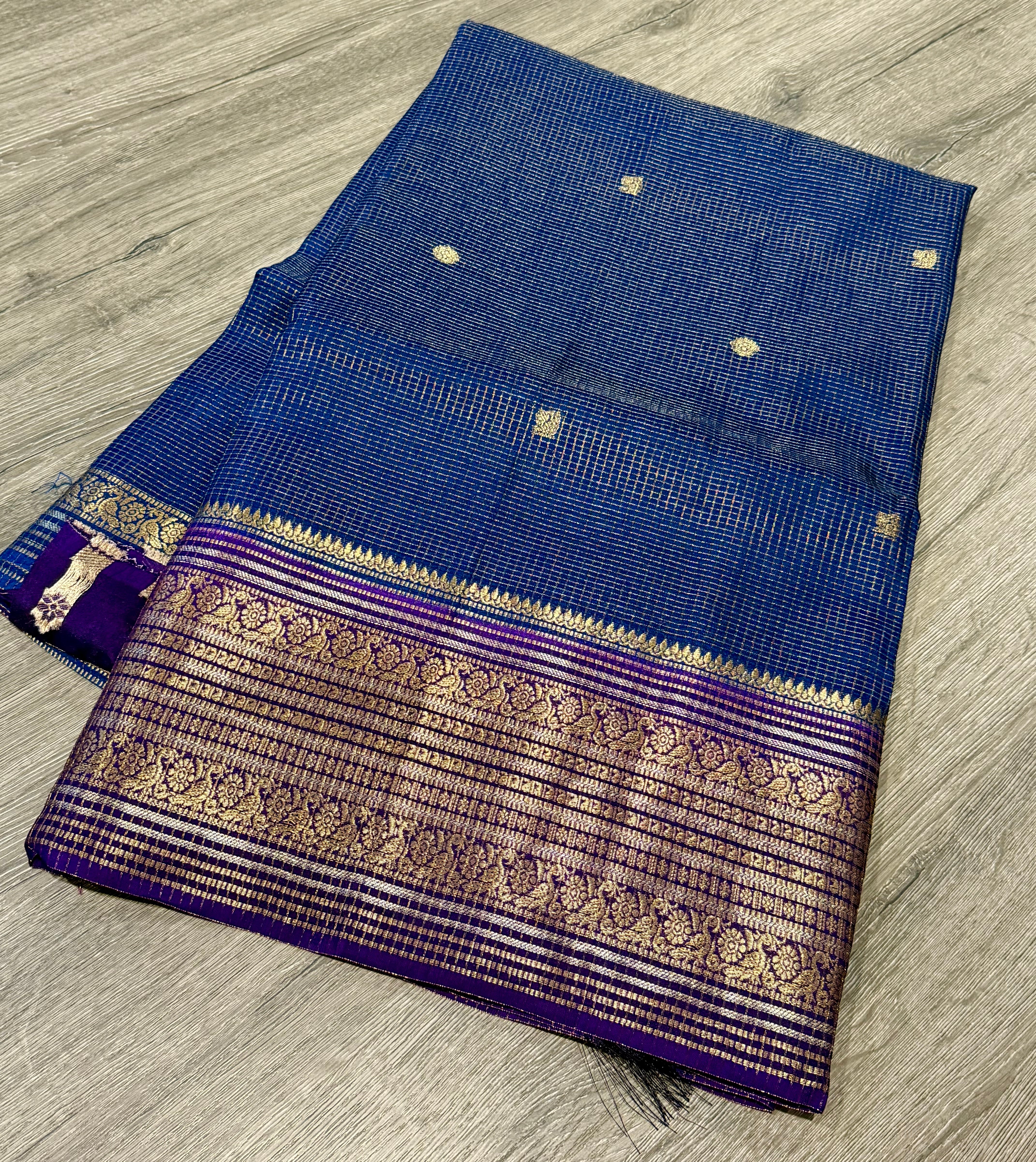 VKC2149BB- peacock blue n brinjal Kanchi Brdr saree