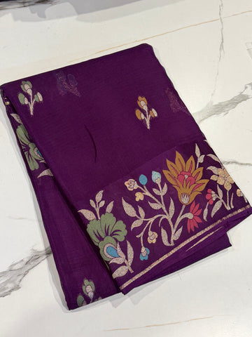 NM-5200 violet saree Manipuri Kota silk