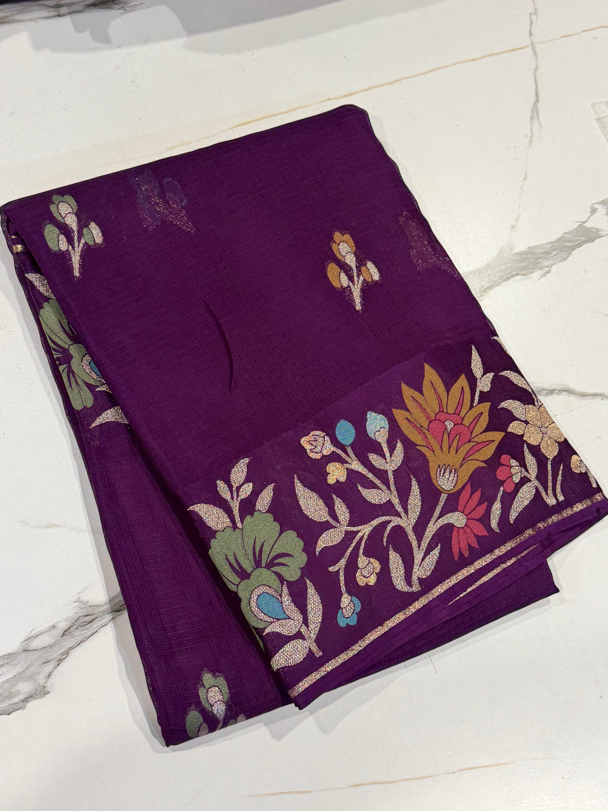 NM-5200 violet saree Manipuri Kota silk