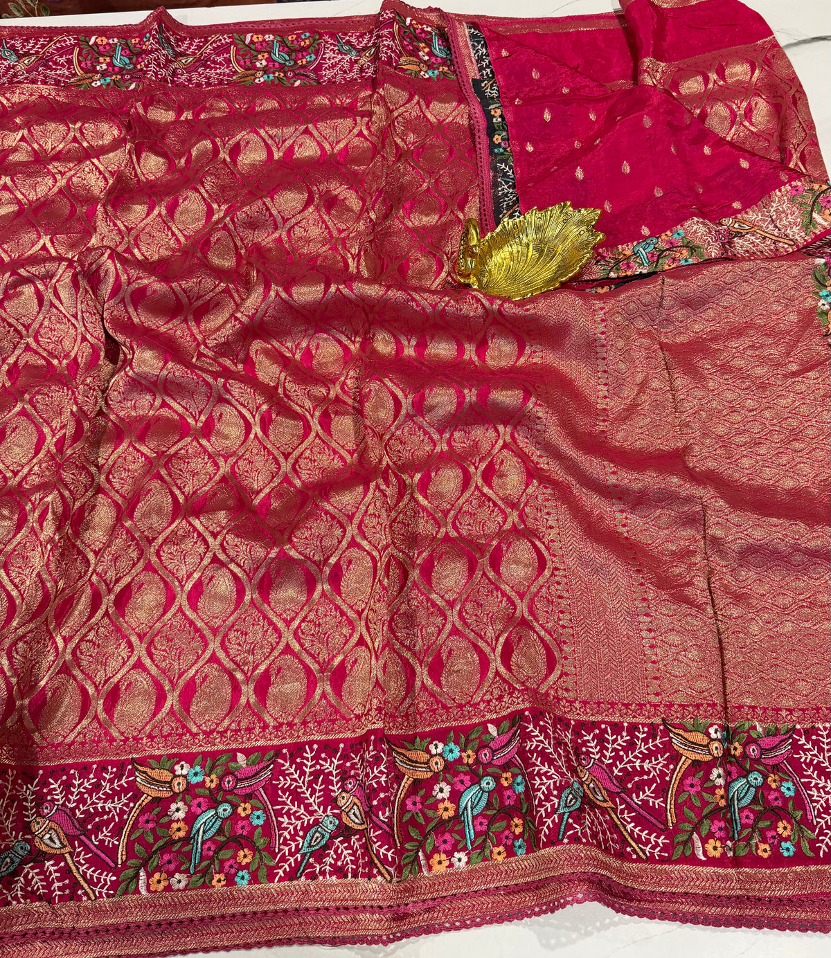 PH-3499 Ranipink Banaras katan Pettit work saree