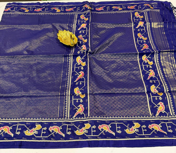 KP2299 kanchi tissue Paithani sarees ink blue colour saree