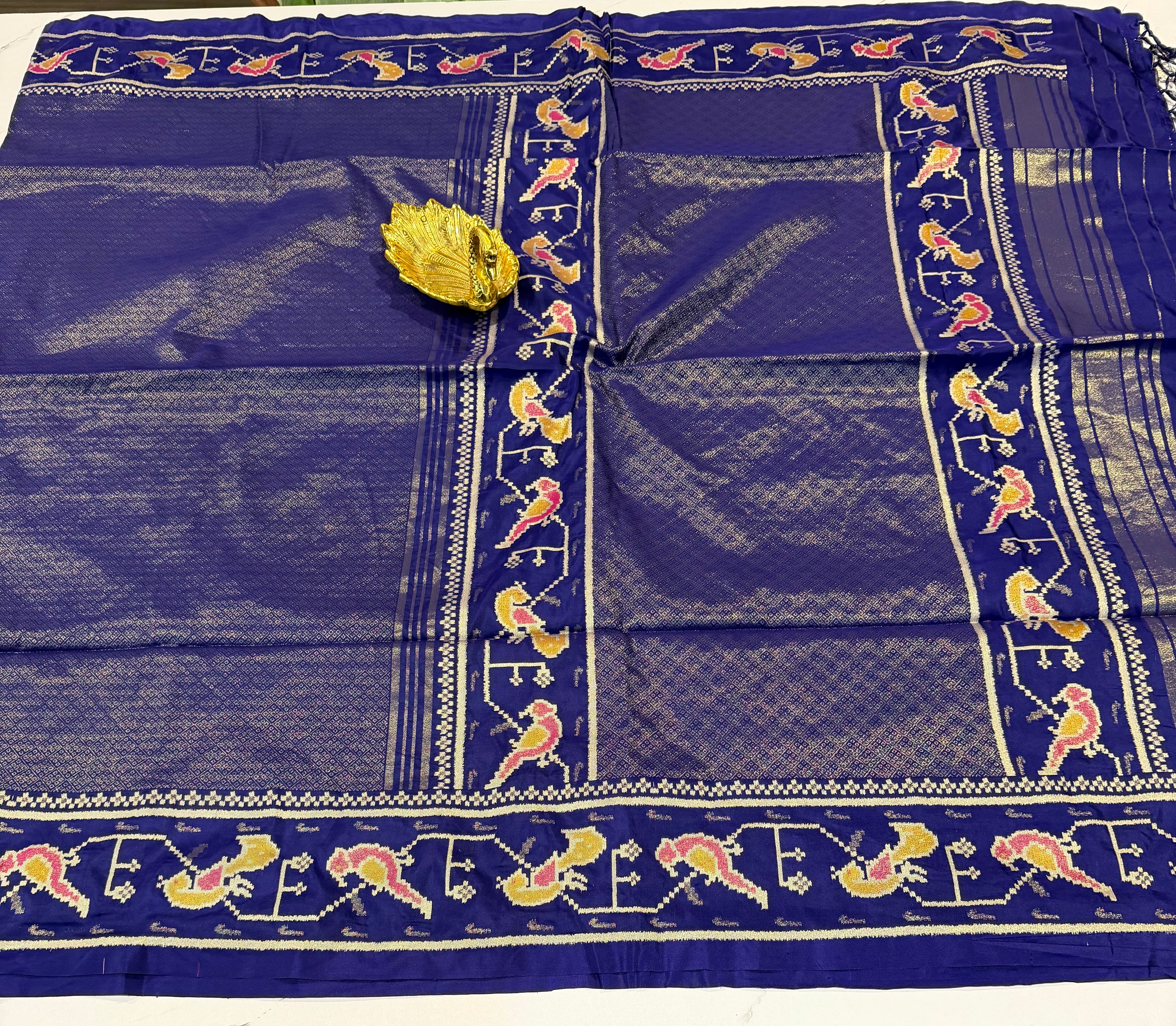 KP2299 kanchi tissue Paithani sarees ink blue colour saree