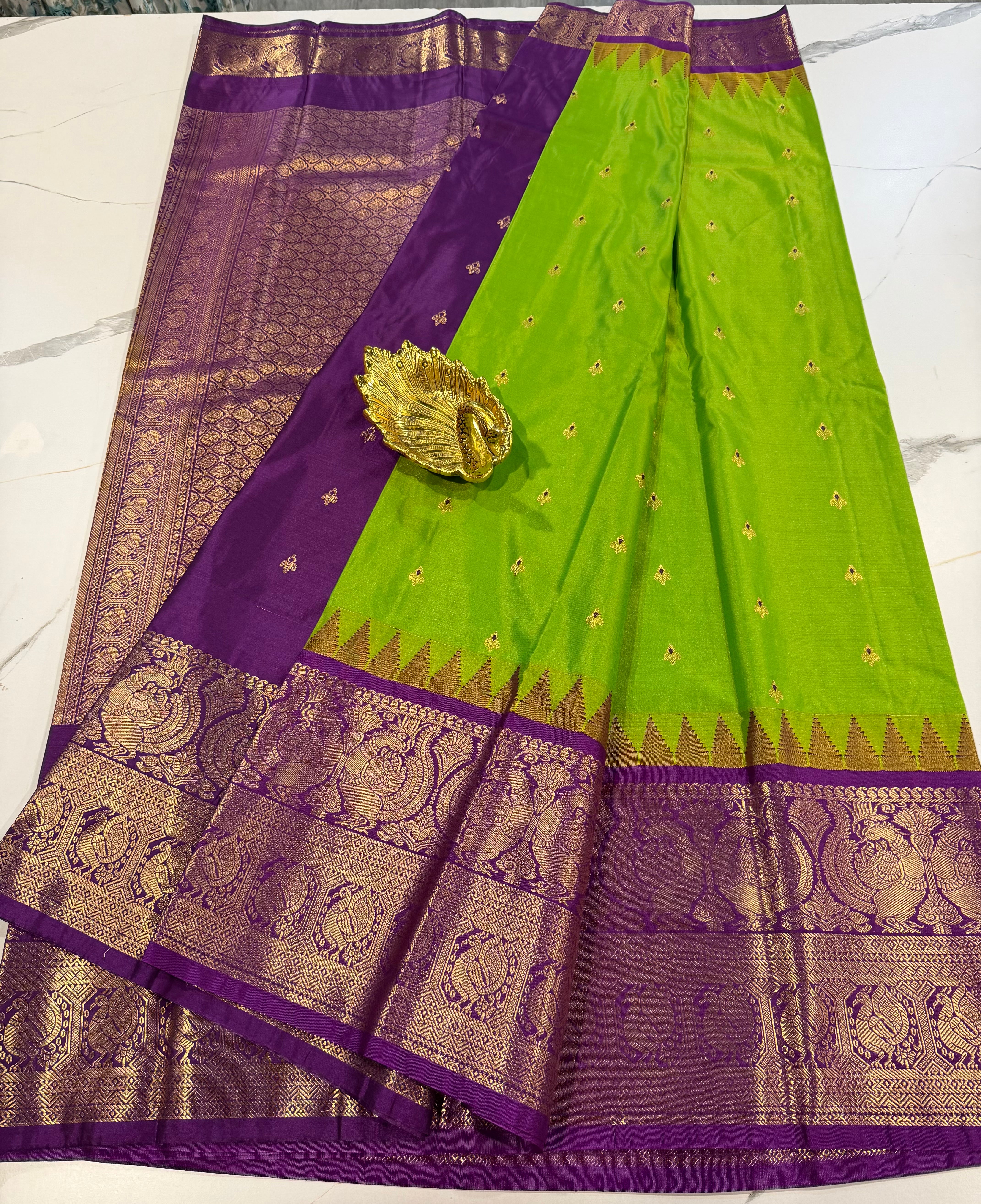 VG2 semi gadwal light green and purple border saree
