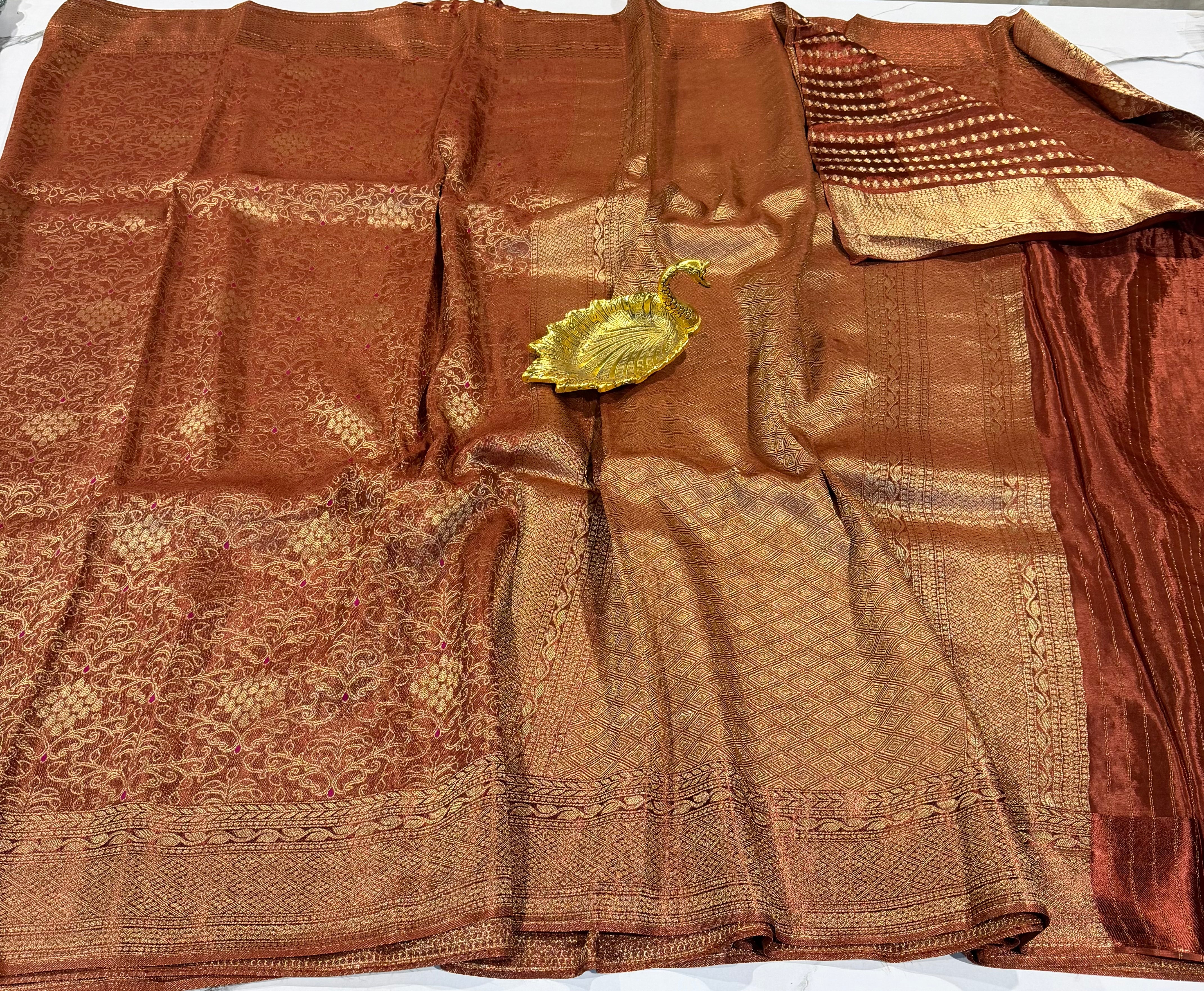 BC-41 Banaras crep brocade brown colour saree
