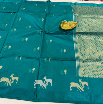 CR-21 krishna blue Kora jamdani semi sarees