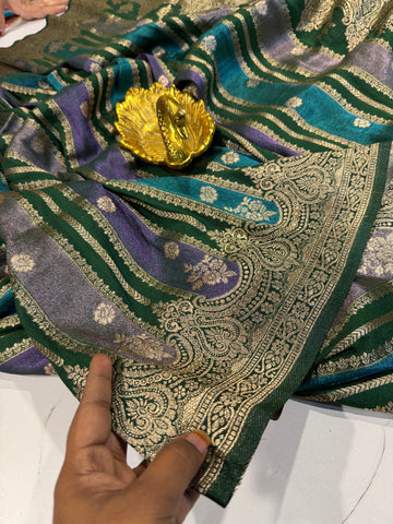 Ws-2100 Green Rangkart kaddi georgette saree