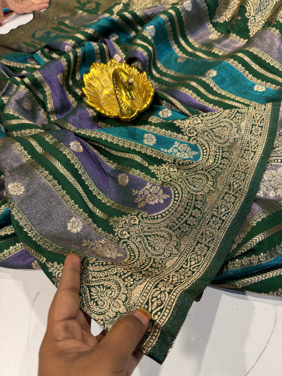 Ws-2100 Green Rangkart kaddi georgette saree