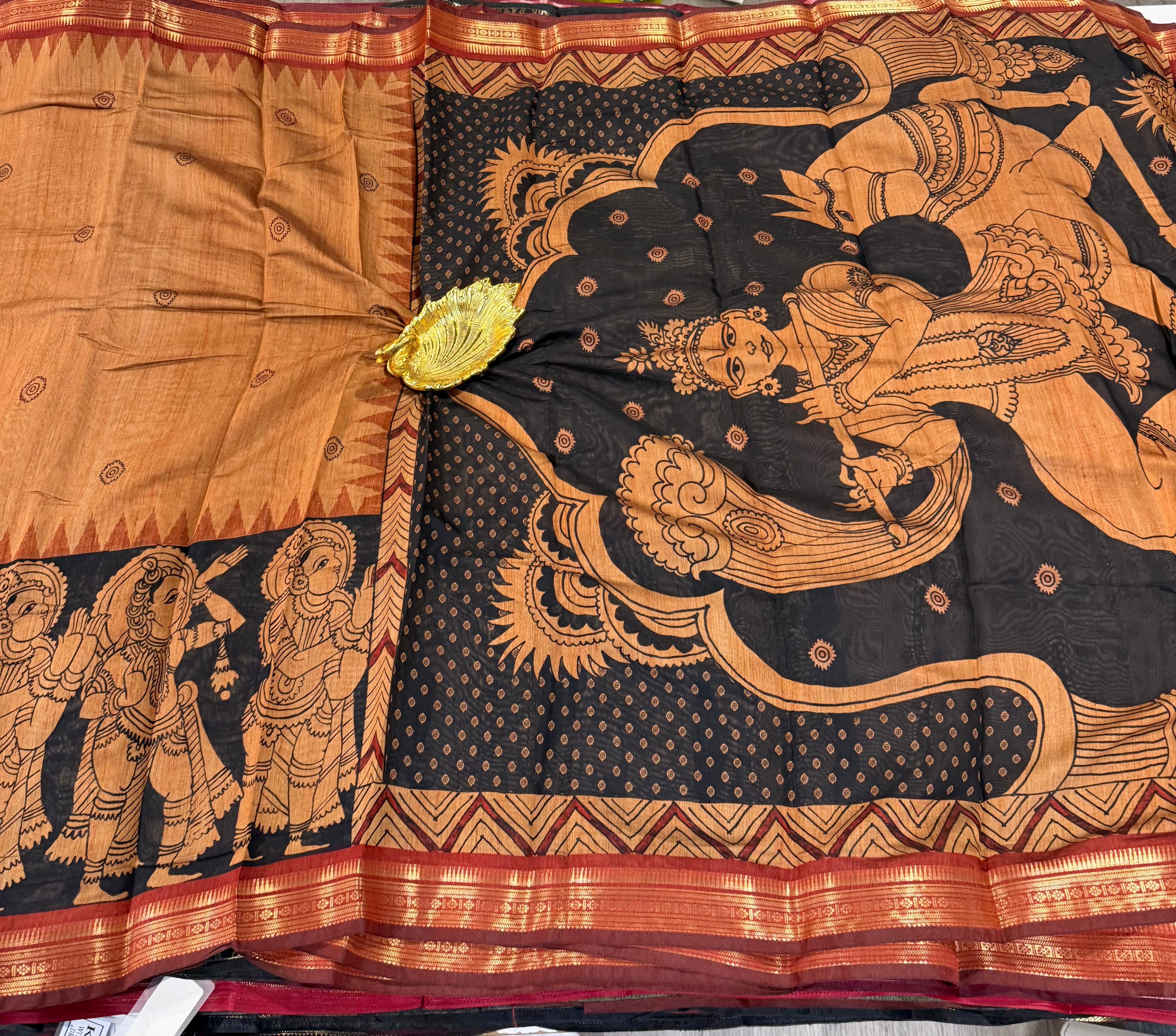 Peach saree Mashru mangalagiri