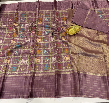 PT-475 dark mauve colour patola moonga crep saree
