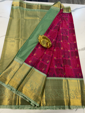 SGK-2997 pink  n green gadwal Kalamkari saree