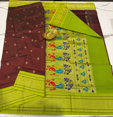 LD-NG25 brown and light green border saree