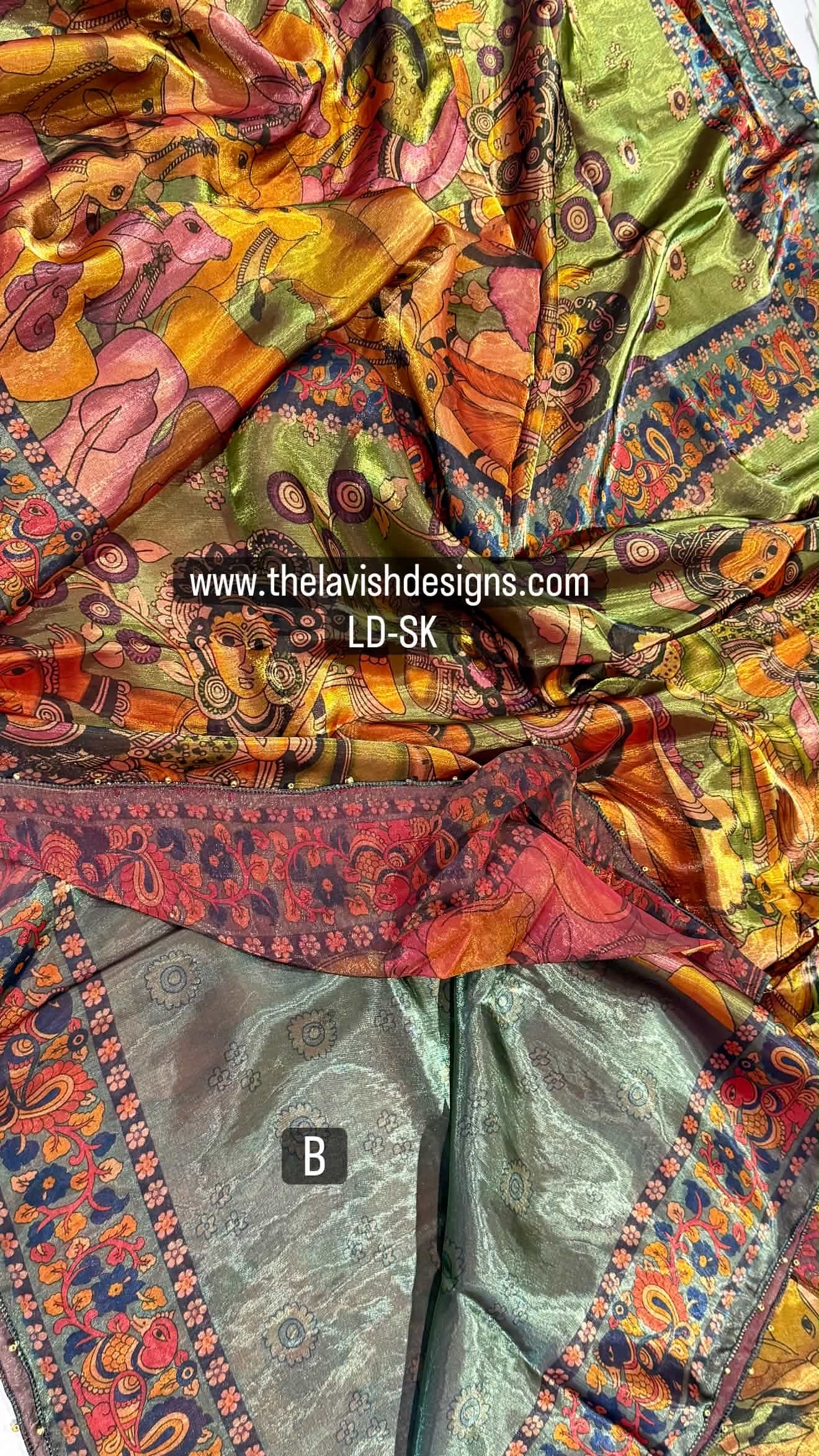 Fusion Kalamkari LD-SK pista green n grey