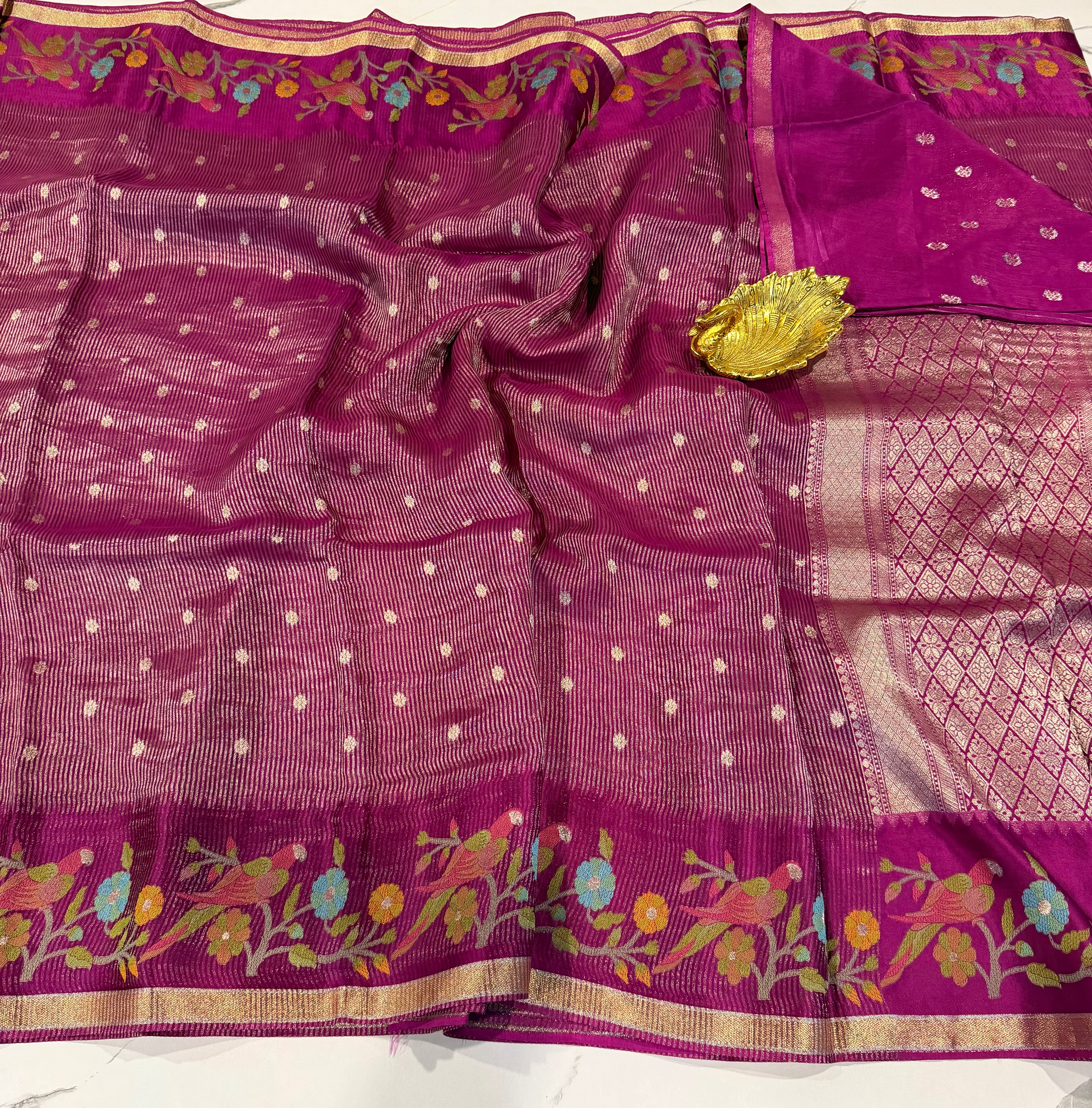 Bc-5100  purple Banaras kora saree