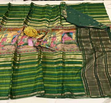 MC3299-green and green - Mysore crepe semi - story telling concept (Copy)