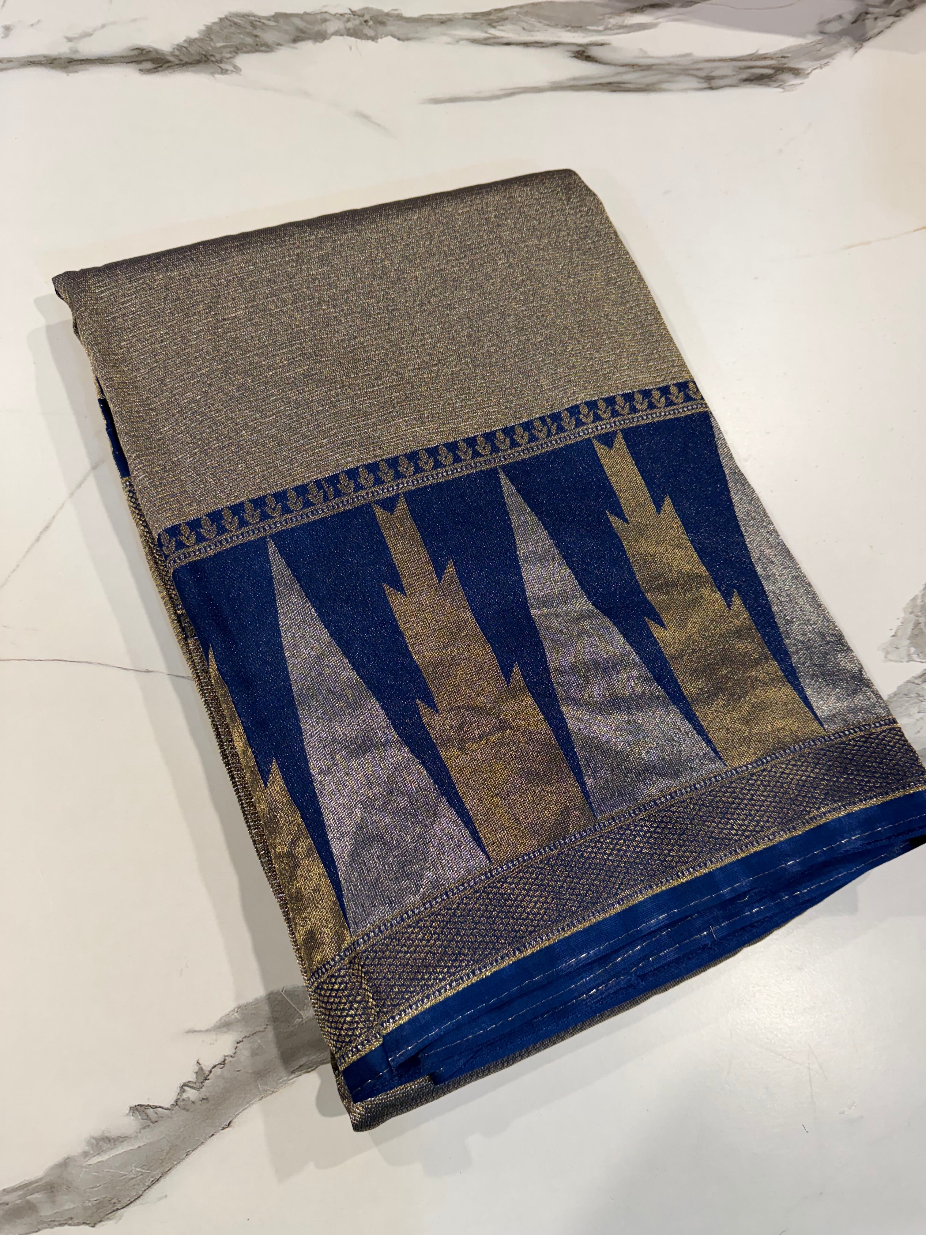 TT-45 Blue colour Temple tissue saree