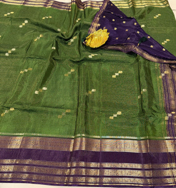 KS-23  Green n Naviblue saree vaira oosi Vintage Kanchi saree