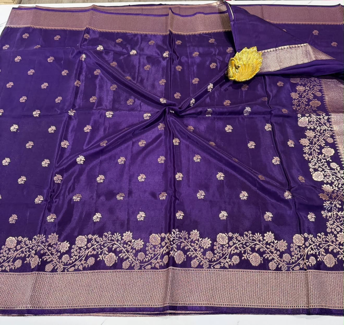 GC-1750 violet katan Green Mango saree
