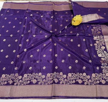 GC-1750 violet katan Green Mango saree