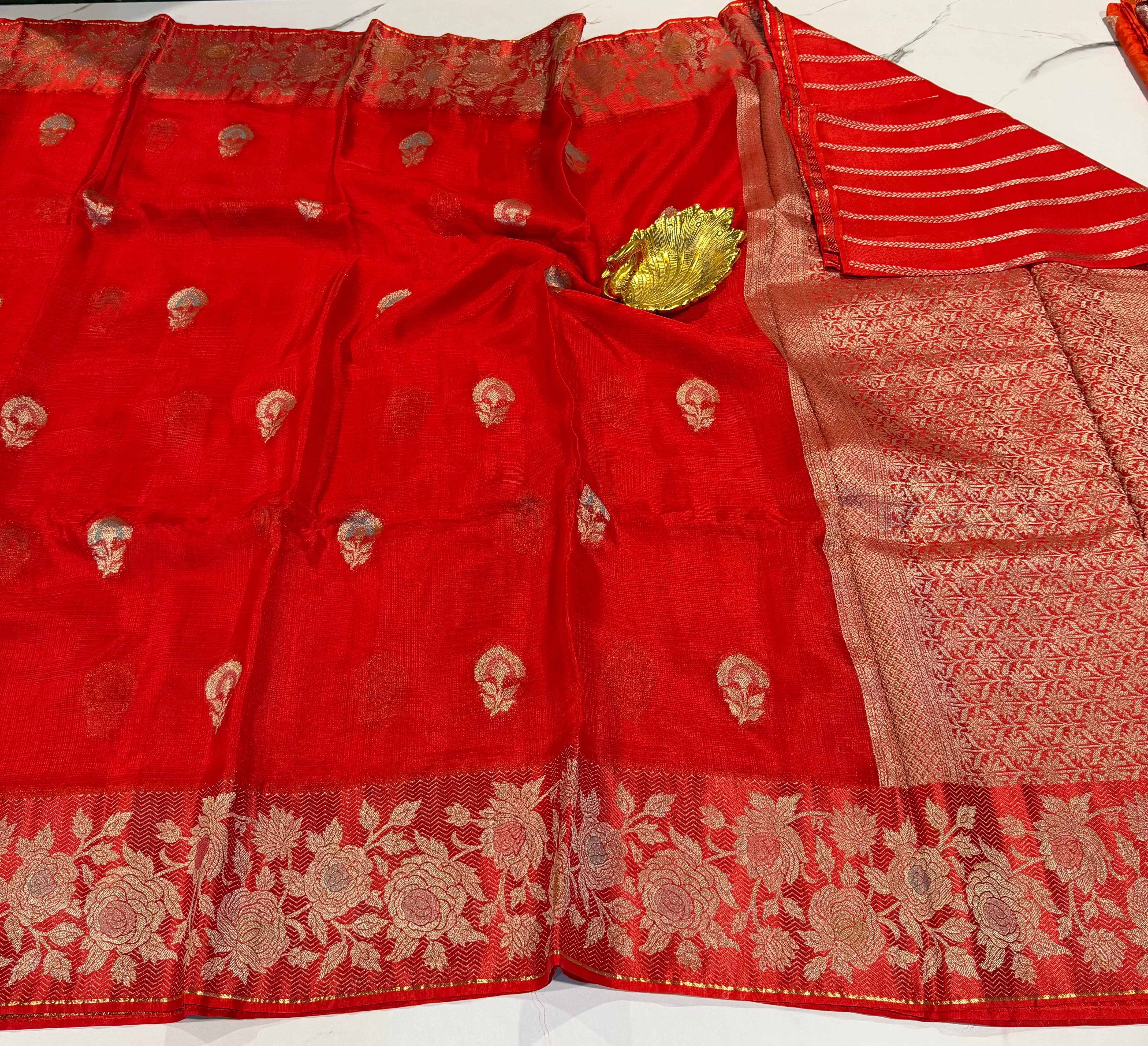 KM-47 Red saree Manipuri Kota silk