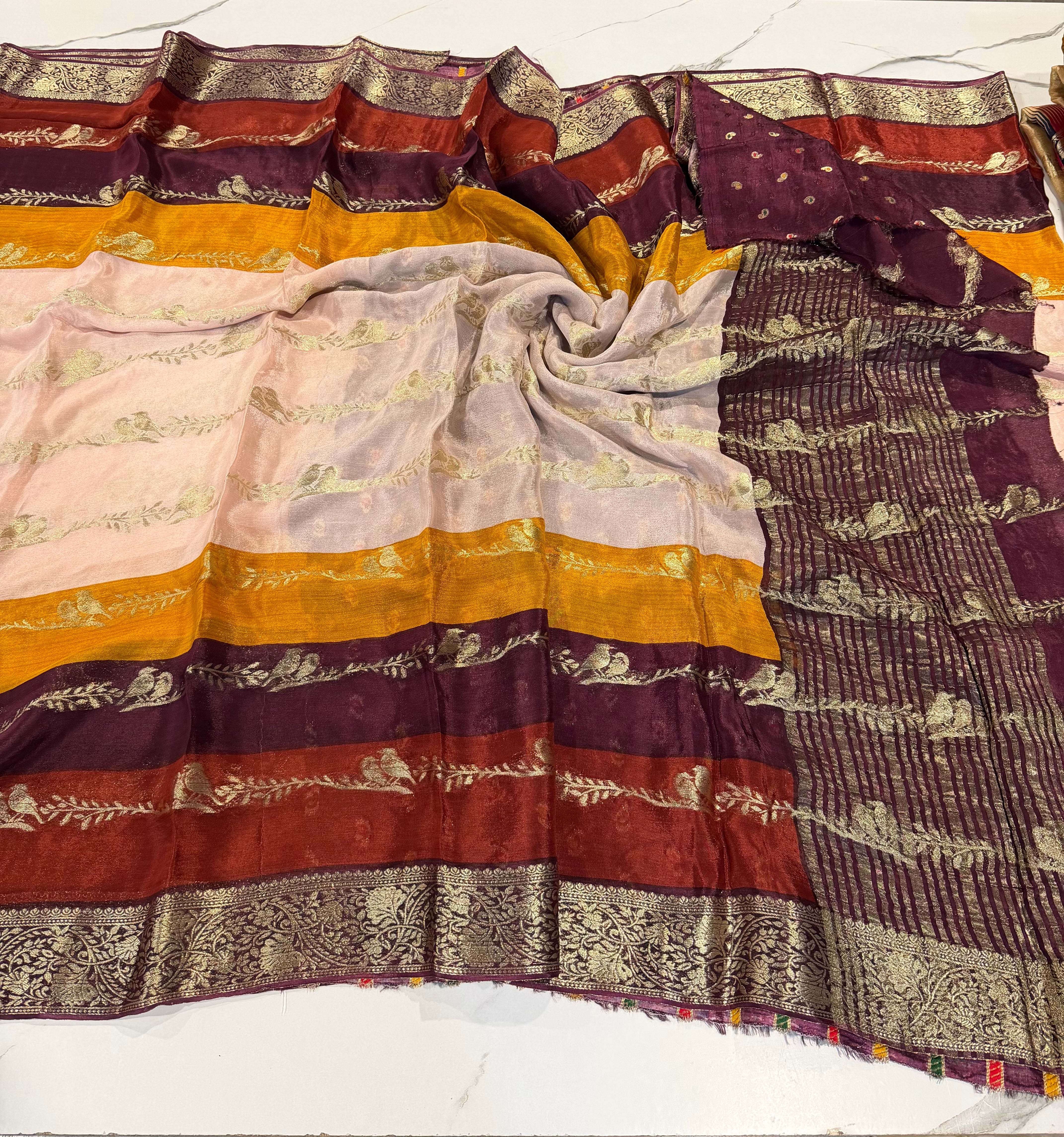 MW-R babypink saree Rang-cart borders
