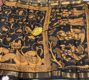 Black saree Mashru mangalagiri
