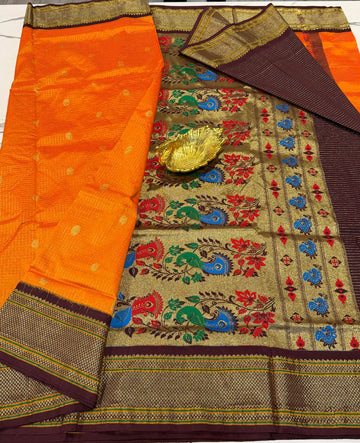 LD-SN35 
orange colour and brown border saree