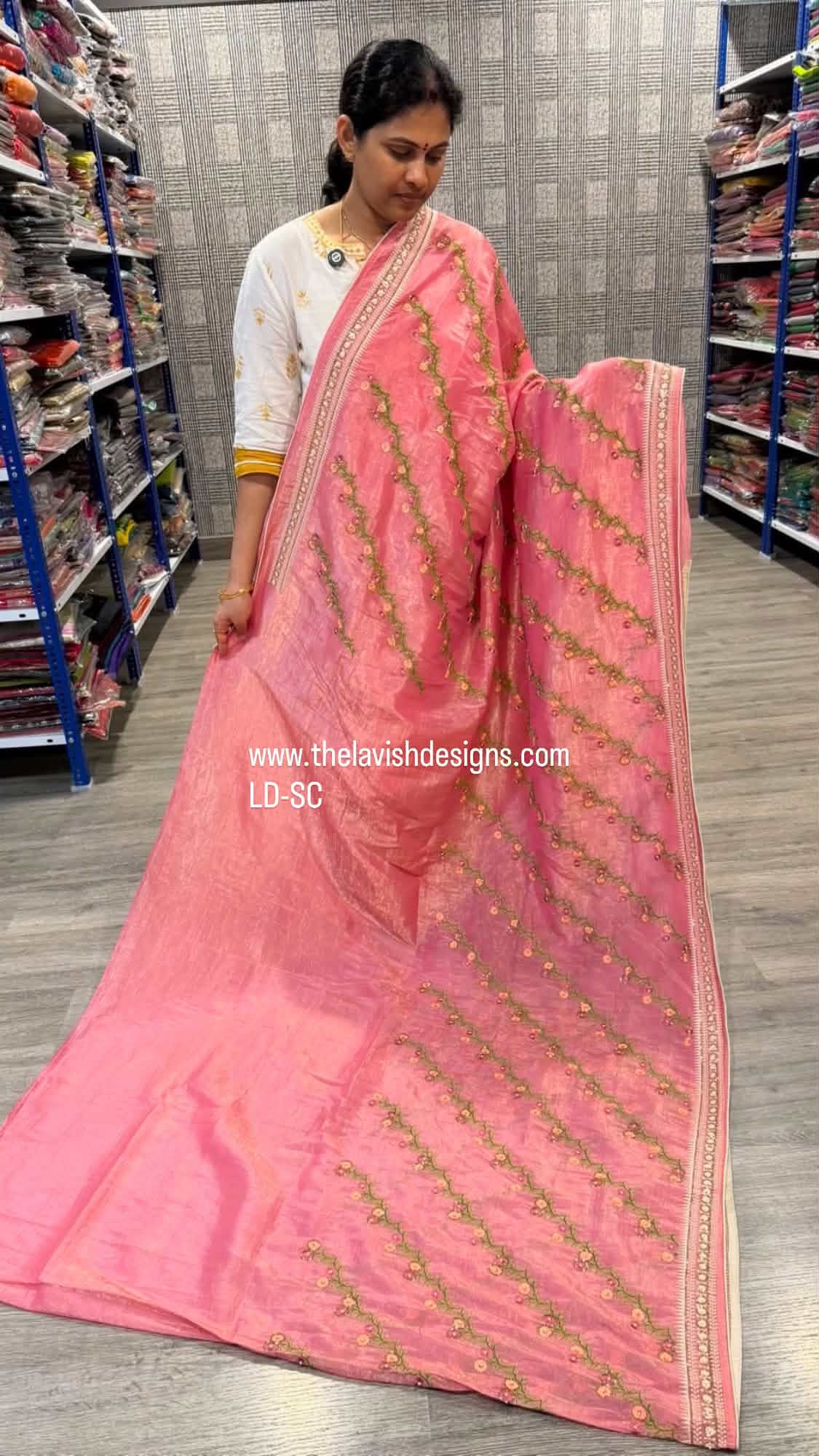 LD-SC pink space silk sarees