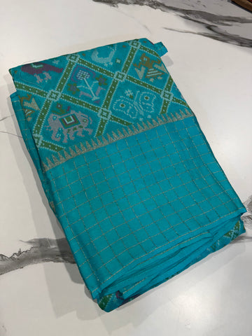 PT-A6 sky blue colour Patola saree