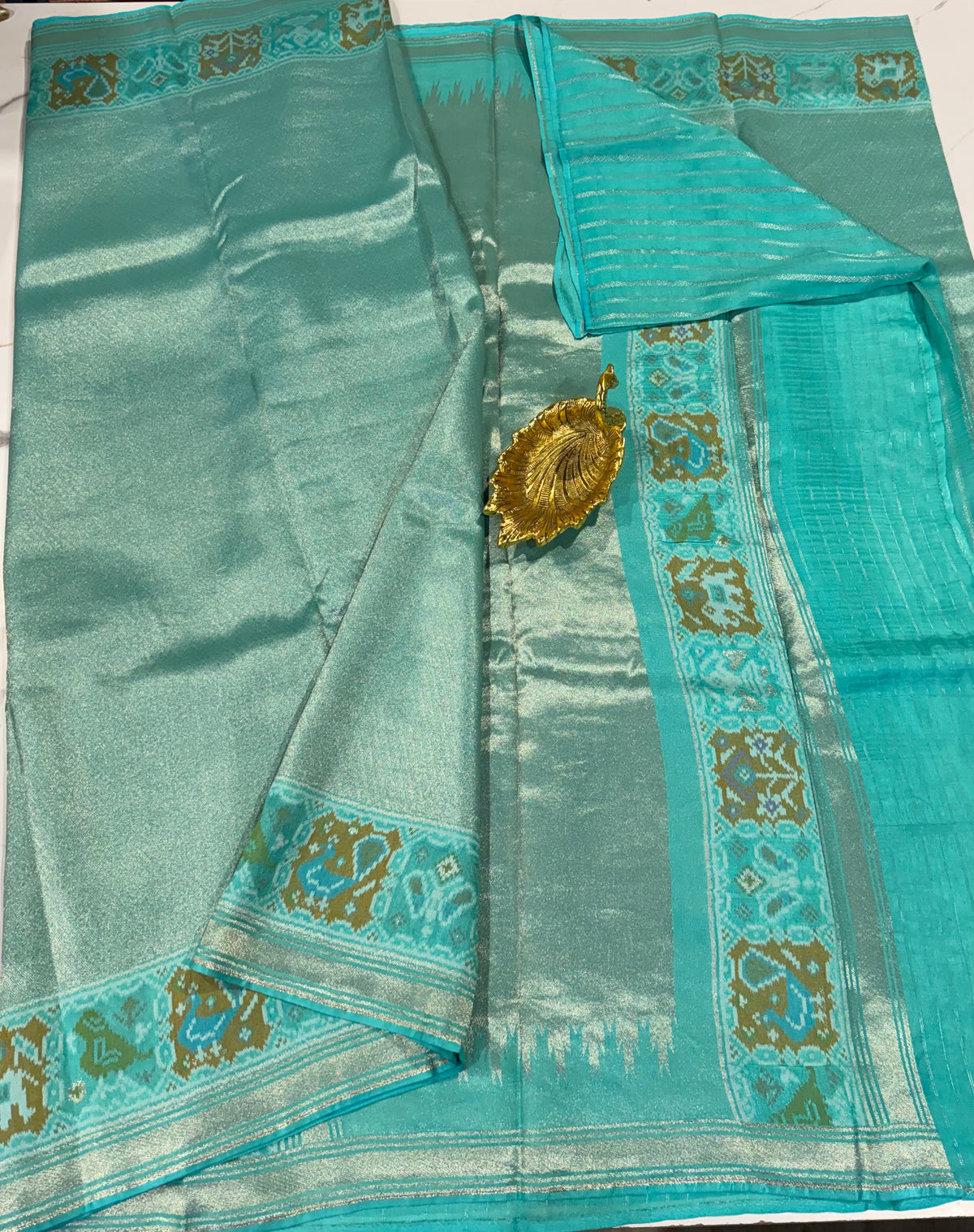 P-4900 sky blue Patola tissue saree