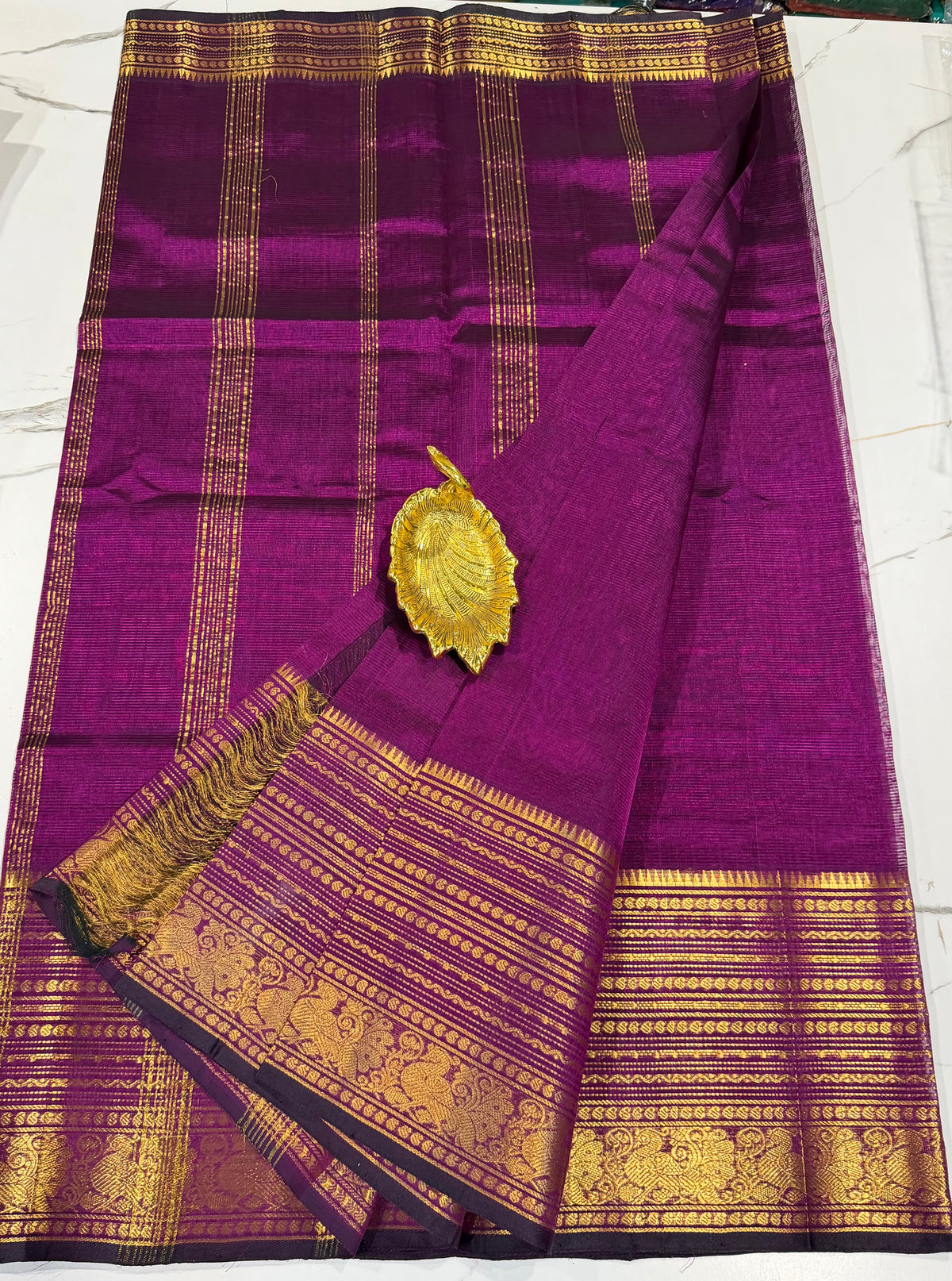Red-3999 purple Pure Handloom Mangalagiri Pattu saree