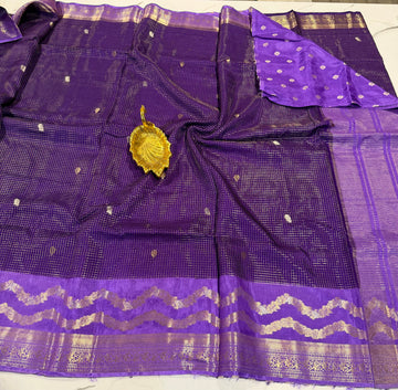 Kv-28 purple saree Lavender borders vintage Kanchi