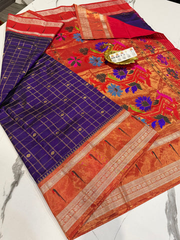 TMS-168 Brinjal Pure gadwal tissue saree