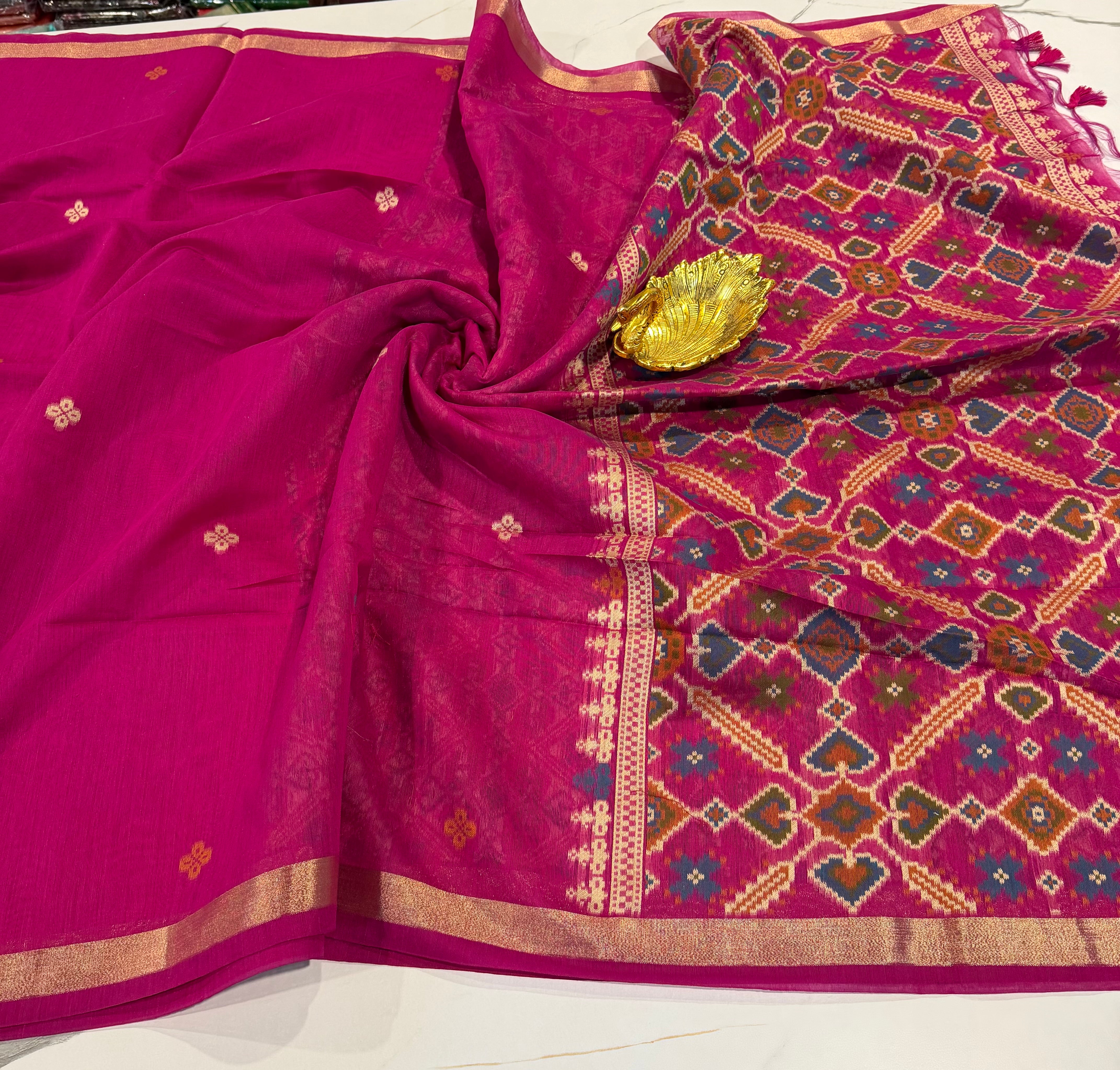LP-19 Ranipink colour patola Linen jamdani saree