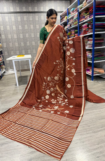 CP-42 Brown colour Paithani crep saree