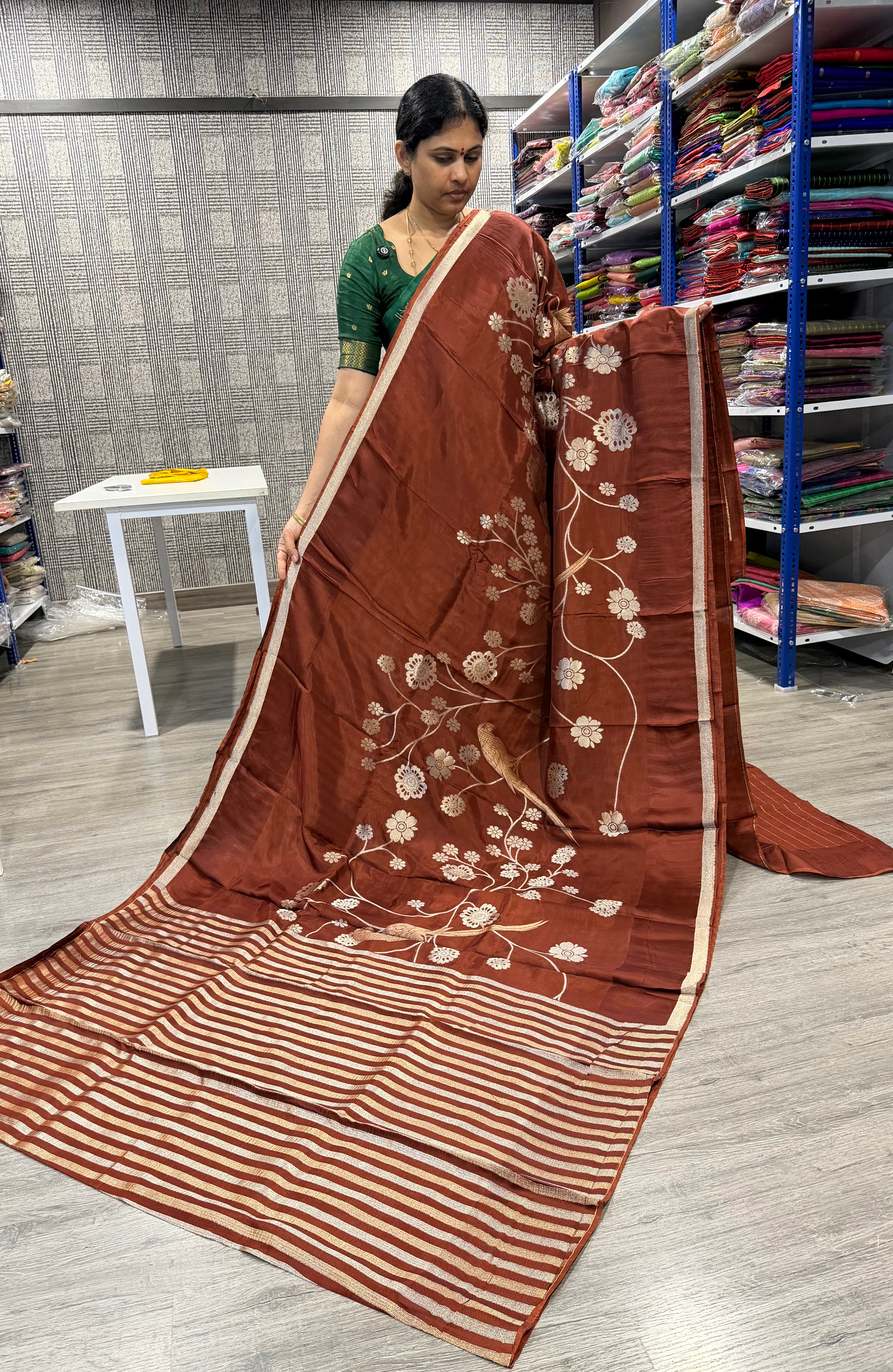 CP-42 Brown colour Paithani crep saree