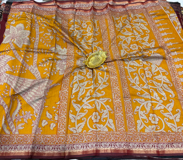 yellow color saree Mashru mangalagiri