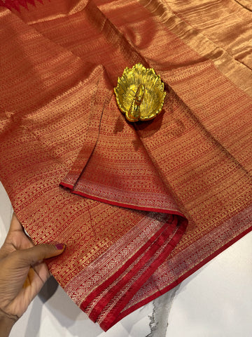 AR-5100 Red colour kanchi tissue saree