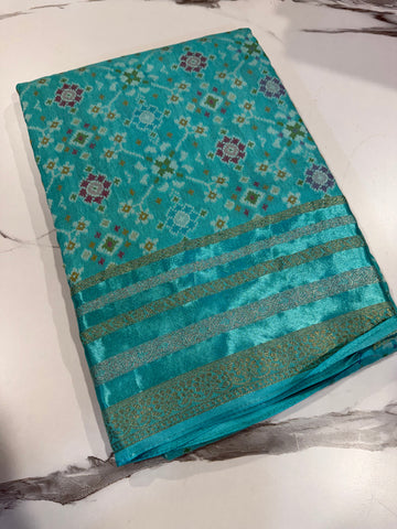 PT-46 sky blue crep patola saree
