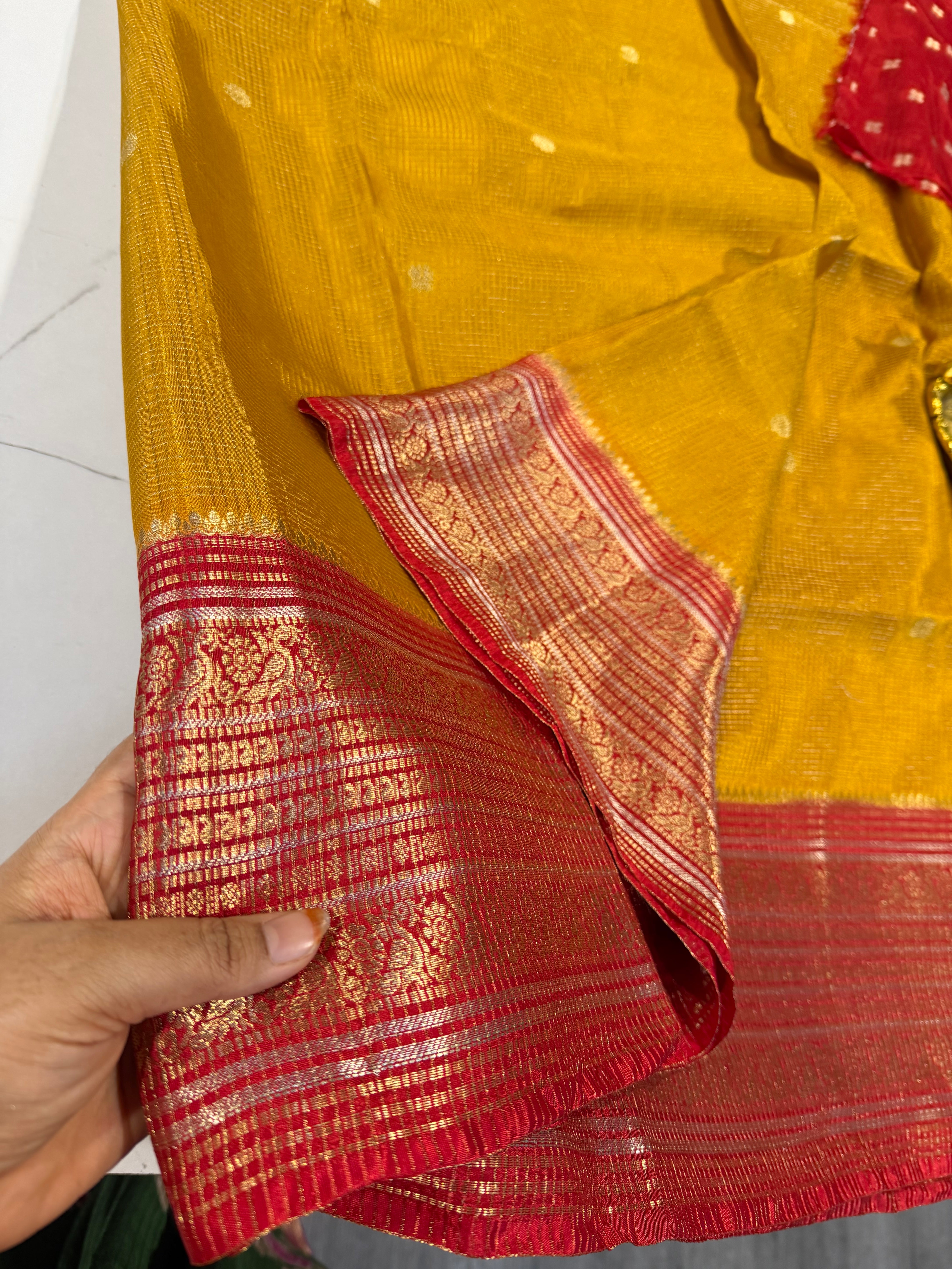 VKC2149BB- Yellow n Red Vintage Kanchi Brdr saree