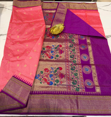 LD-NG25 light pink and purple border saree